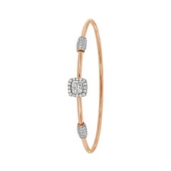 18 Karat Rose and White Gold Flex Cushion Halo Diamond Bangle '4/5 Carat'