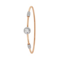 18 Karat Rose and White Gold Flex Round Halo Diamond Bangle '2/3 Carat'