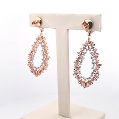 18k Rose & White Gold Purple Pink Diamond Pear Shape Earrings