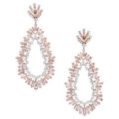 18k Rose & Weißgold Lila Pink Diamond Ohrringe in Birnenform