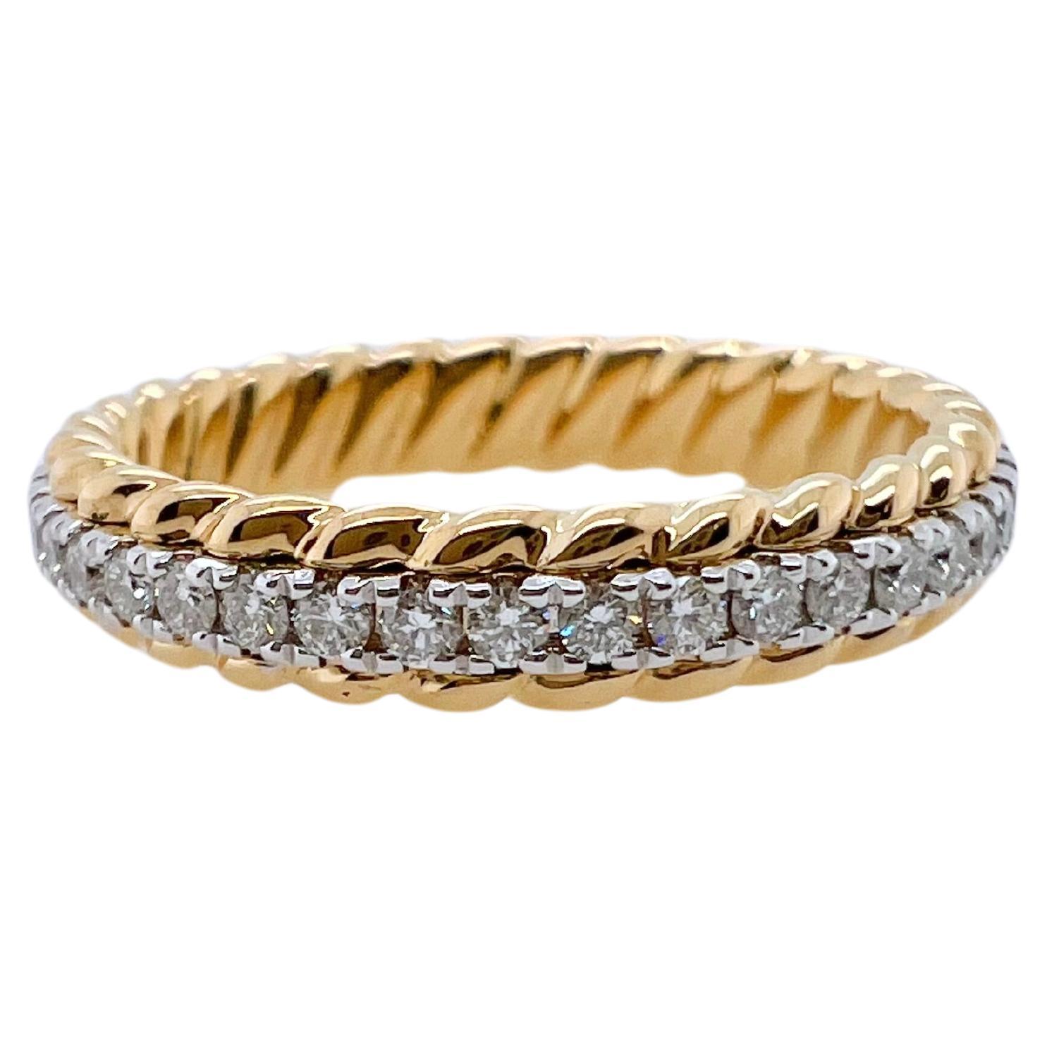 18k Rose, White, Yellow Gold Diamond Stackable Eternity Bands For Sale 4