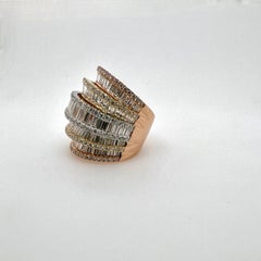 18k Rose, White, & Yellow Gold Multi Layer Diamond Cocktail Band