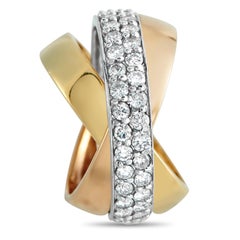 18K Rose, Yellow, and White Gold 1.70ct Diamond Three-Band Ring MF61-031726