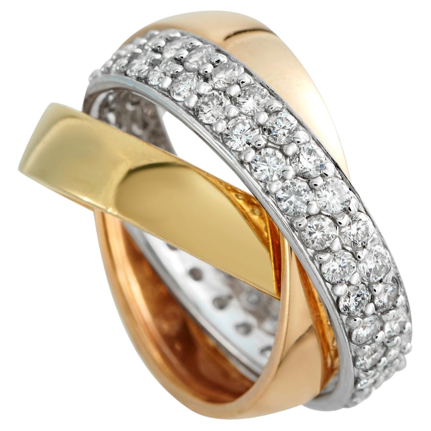 18K Rose, Gelb und Weißgold 1,70ct Diamond Drei-Band-Ring MF61-031726