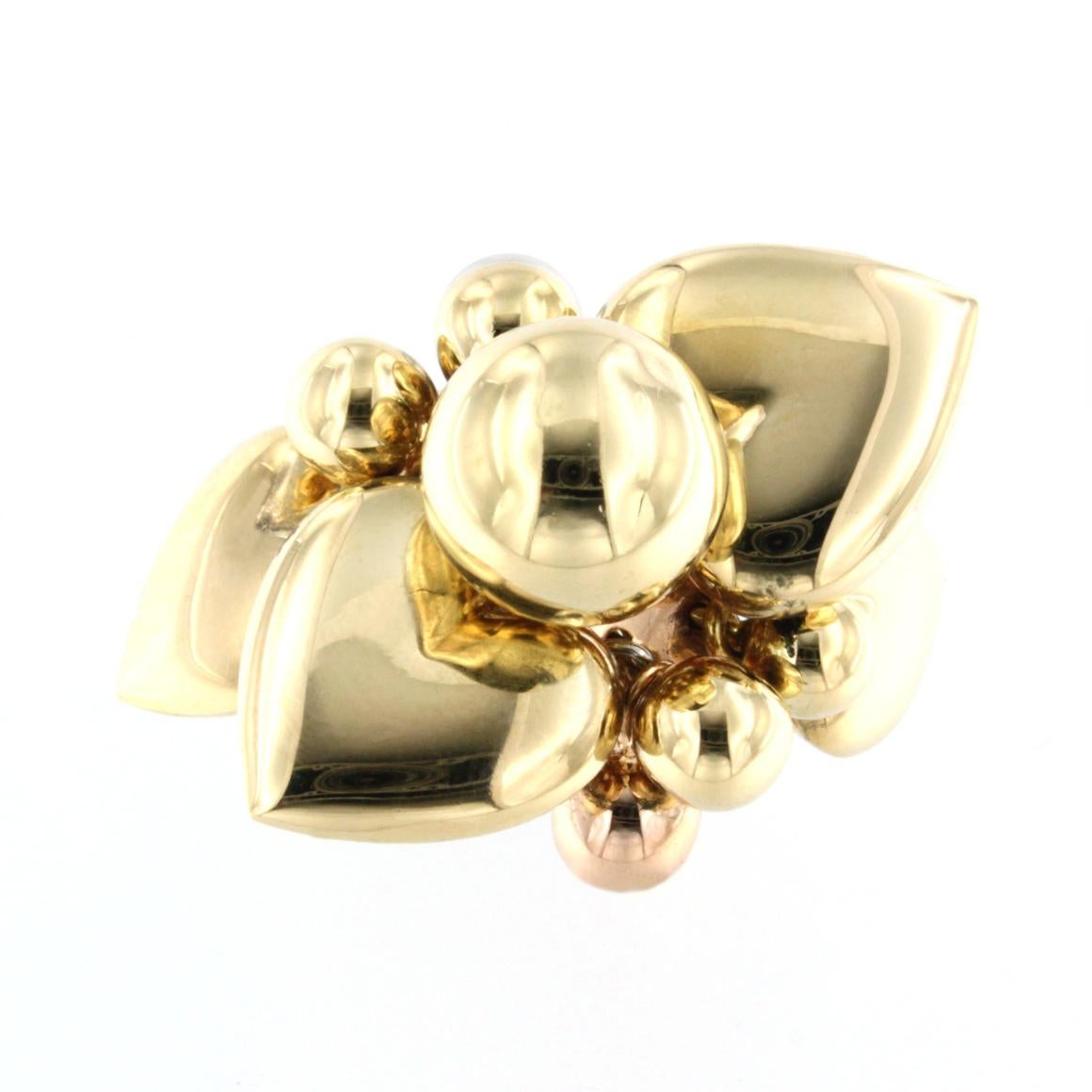 Modern 18 Karat Rose Yellow and White Gold Ring For Sale