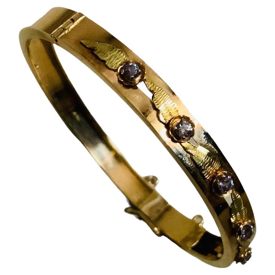 18K Rose/Yellow Gold Alexandrite Bracelet For Sale
