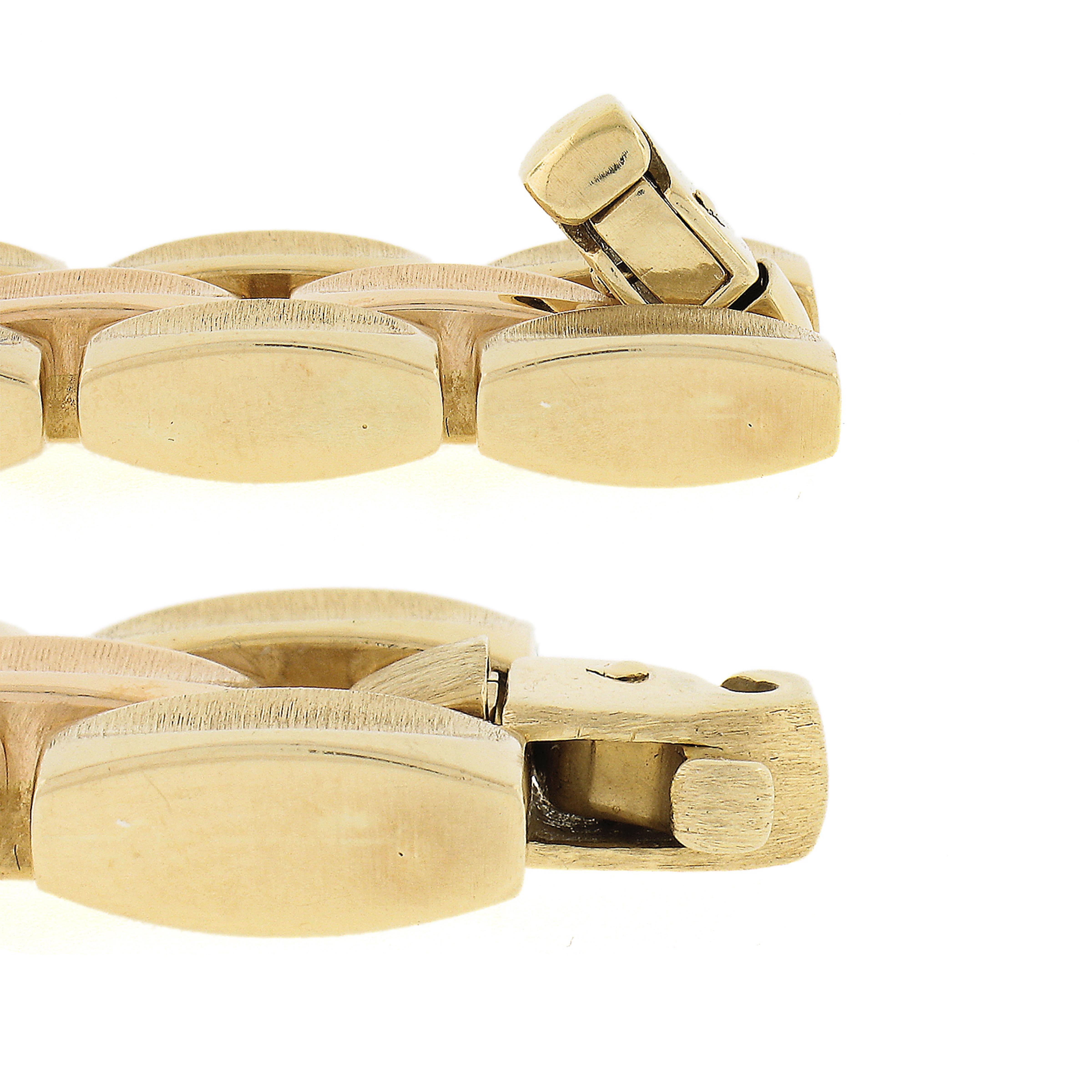 18k Rose & Yellow Gold Wide 18.5mm Brushed & Polished Reversible Strap Bracelet For Sale 7