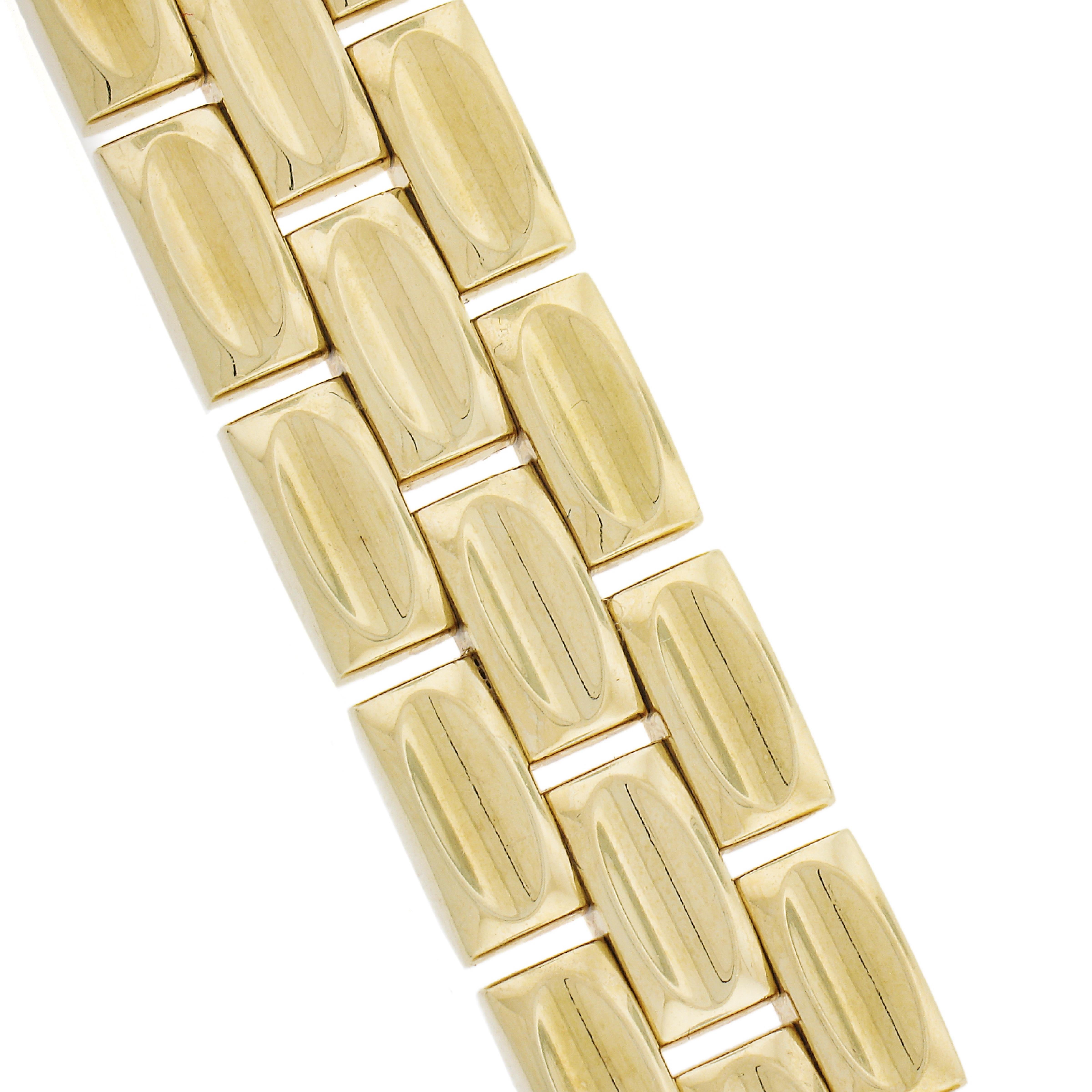 18k Rose & Yellow Gold Wide 18.5mm Brushed & Polished Reversible Strap Bracelet For Sale 4