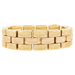 Bracelet réversible large 18,5 mm brossé et poli en or rose et jaune 18 carats