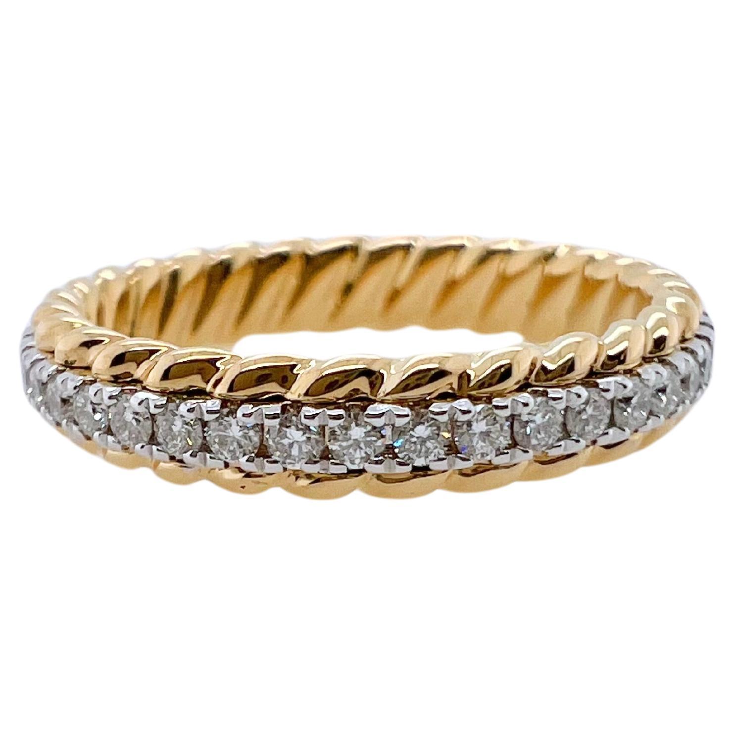 Women's or Men's 18k Rose, Yellow, White Gold Diamond Stackable Eternity Bands