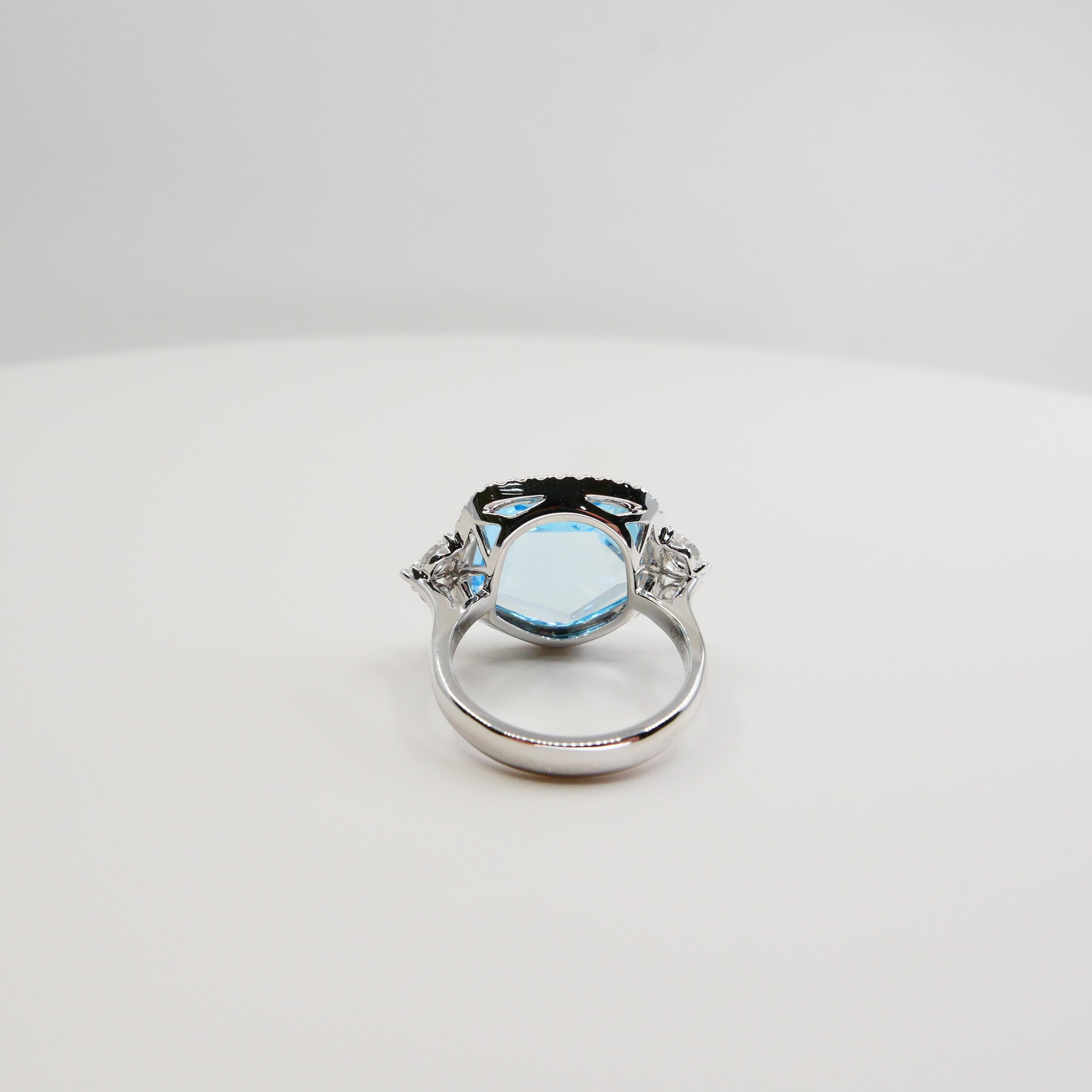 18K Rough Star Cut Baby Blue Topaz Diamond Cocktail Ring, Powder Blue, Statement For Sale 3
