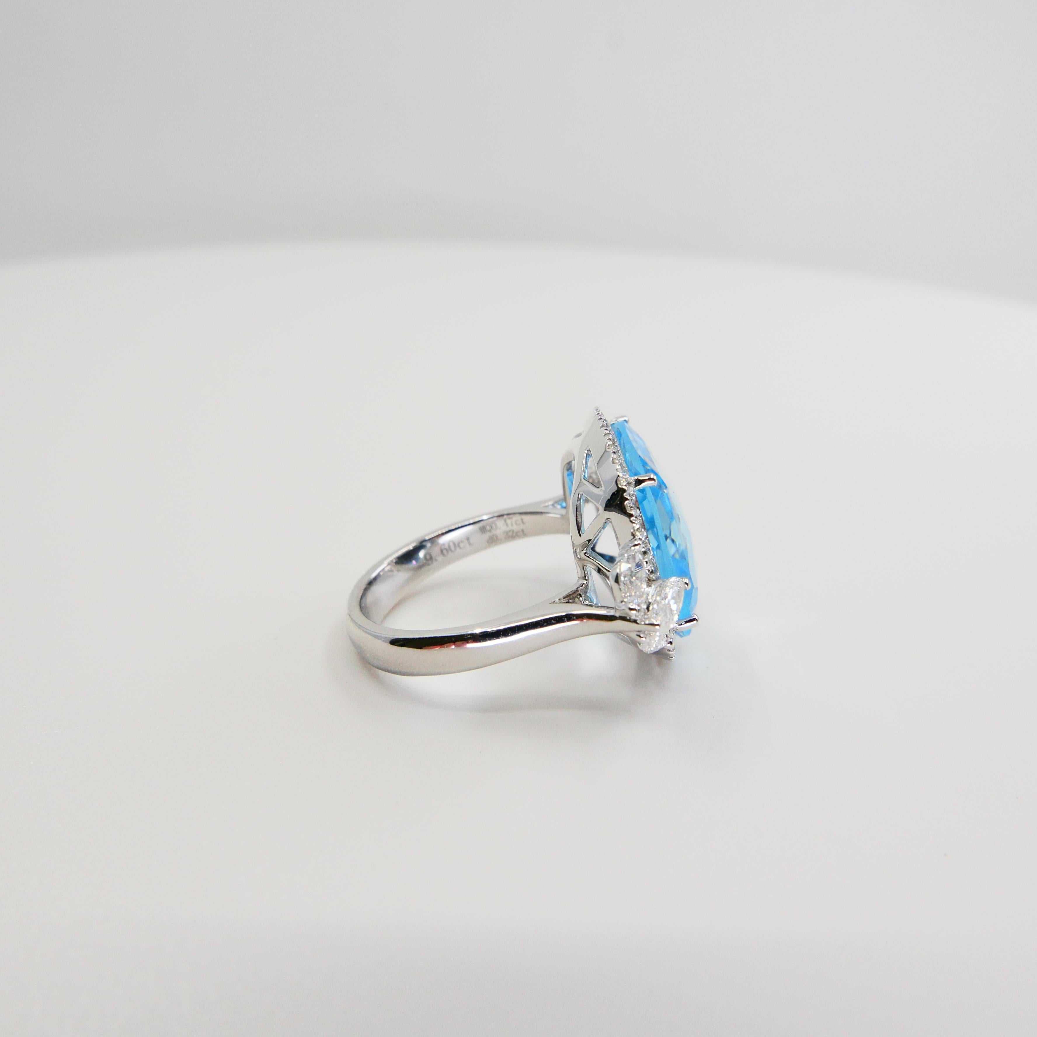 18K Rough Star Cut Baby Blue Topaz Diamond Cocktail Ring, Powder Blue, Statement For Sale 4