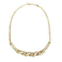 18K Round and Baguette Diamond Necklace Yellow Gold