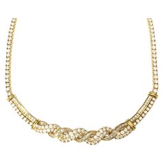 18K Round and Baguette Diamond Necklace Yellow Gold 18K Round and Baguette Diamond Necklace Yellow Gold