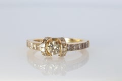18k Round Genuine Diamond Solitaire Ring Anniversary Illusion set princess cut.