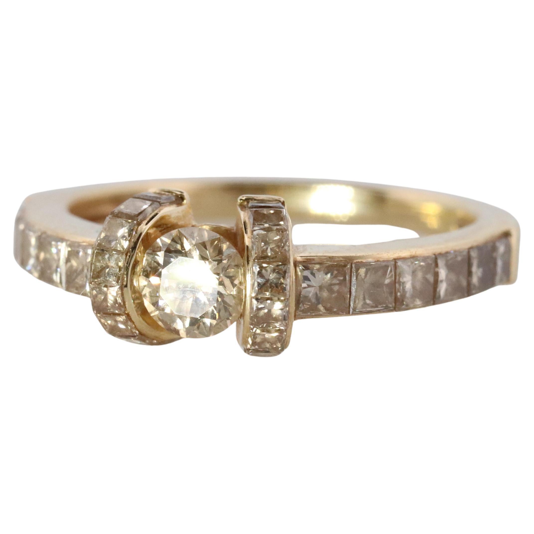 18k Round Genuine Diamond Solitaire Ring Anniversary Illusion set princess cut. For Sale