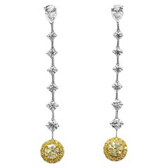 18 Karat runde gelbe Diamant-Ohrringe mit abgestuften weißen Diamanten Scarselli