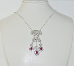18 Karat Ruby and Diamond Pendant Necklace