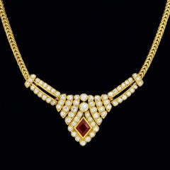 18K Ruby and Diamond Pendant Necklace
