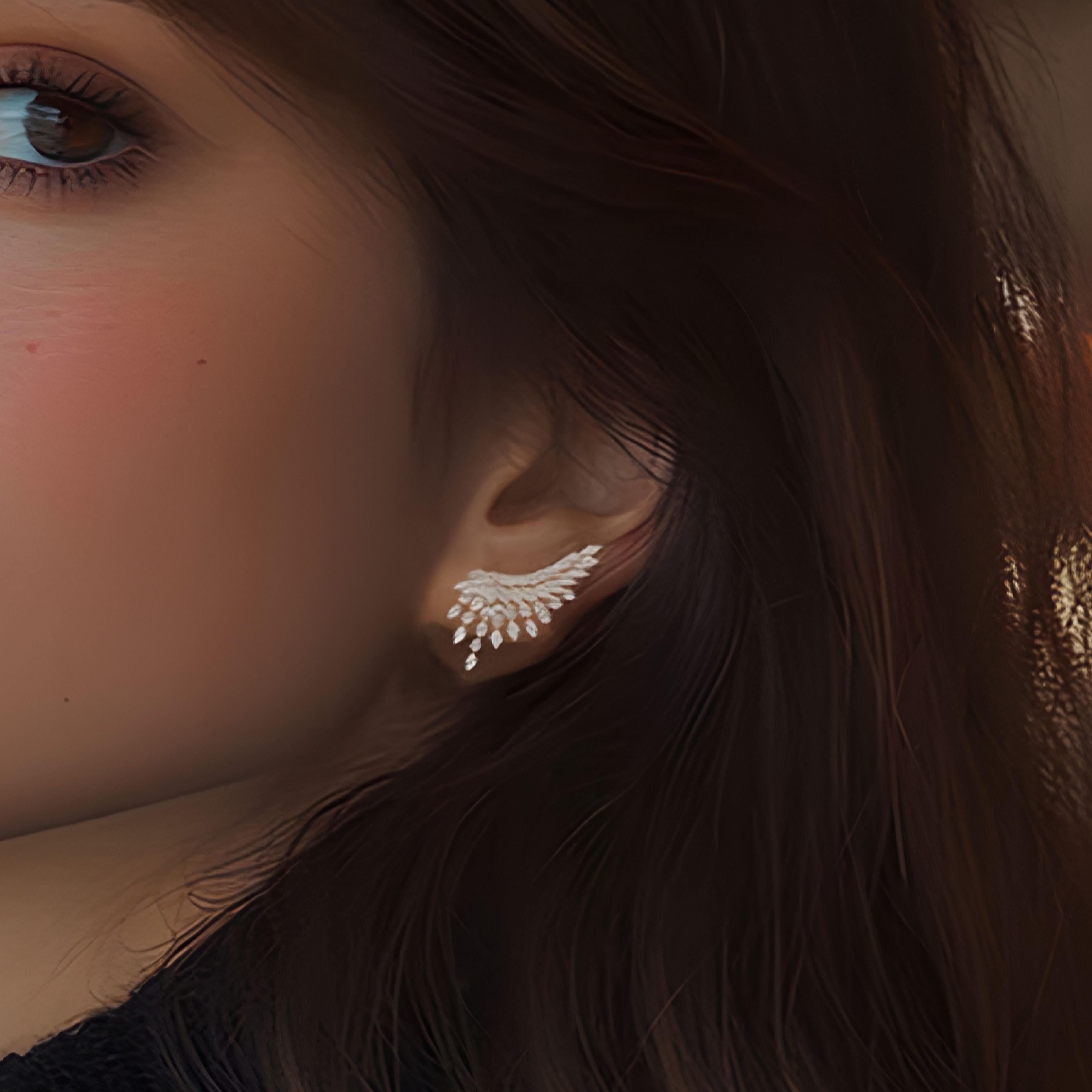 Add a modern touch of elegance with these 18k white gold ear crawlers, adorned with 170 shimmering natural diamonds. With a bold yet graceful design, they offer a stunning sparkle that effortlessly elevates any look.

Earring Information
Diamond