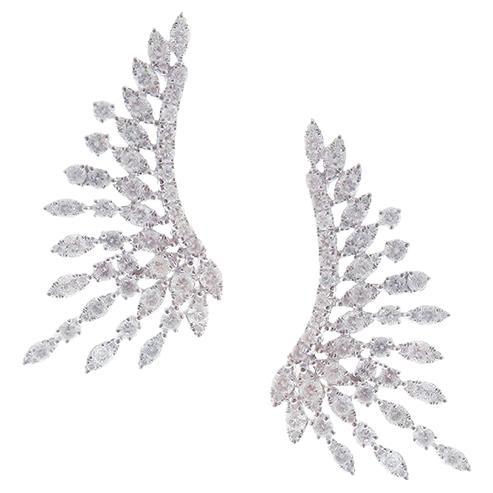 Radiant Wing Shaped 18K Yellow Gold Earrings