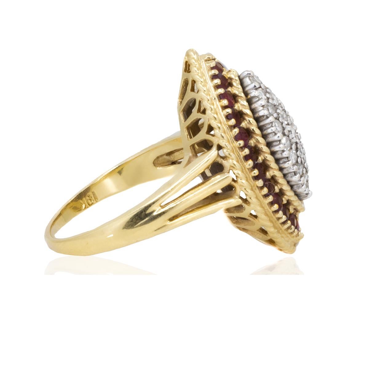 Round Cut 18k Ruby & Diamond Ring For Sale