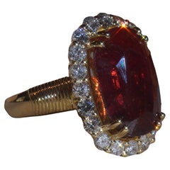 18K Ruby Diamond Ring Vintage Unheated GIA Certified VS Fine Huge 12.96 Carats!