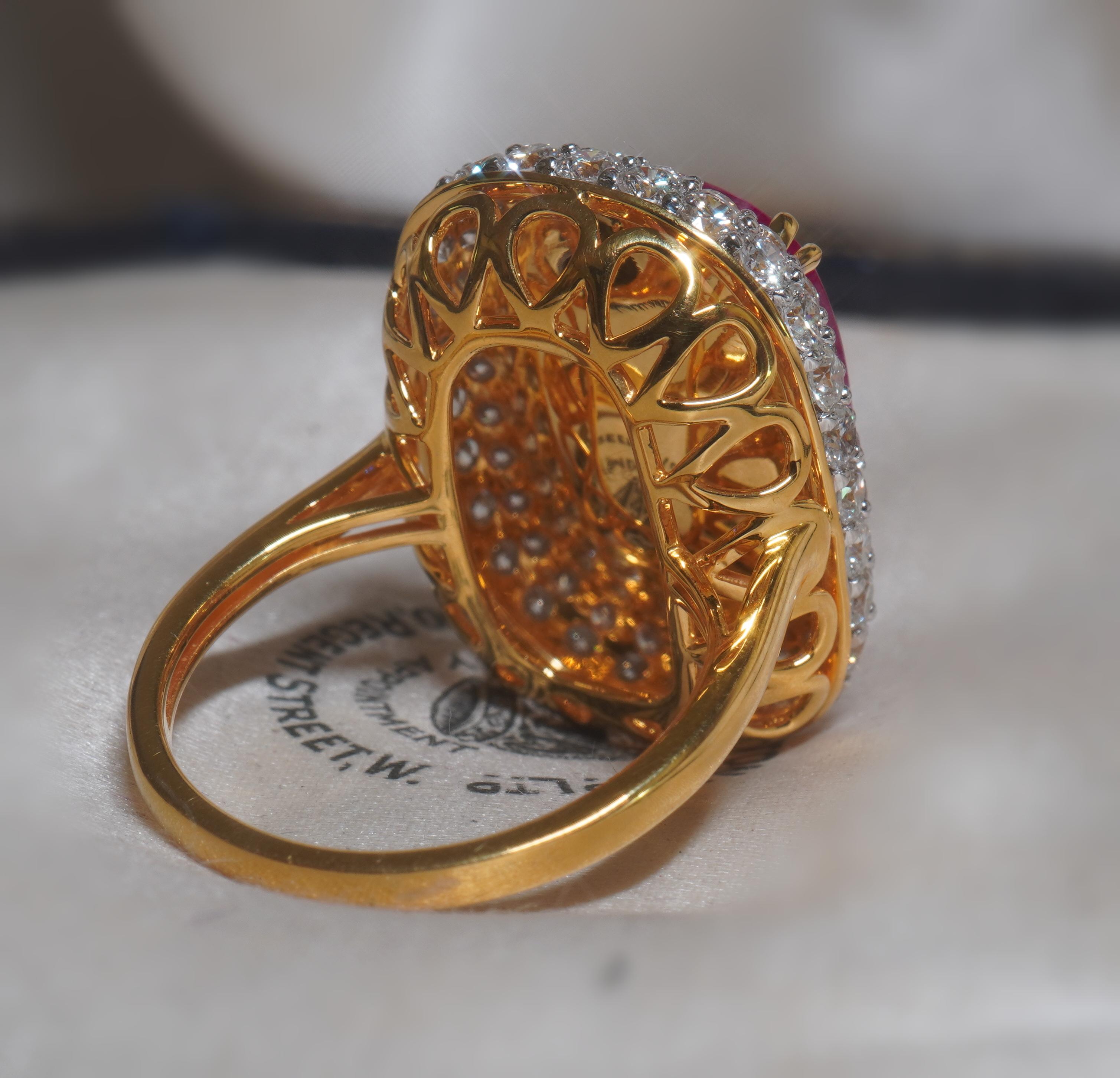 Anello con diamante rubino 18 carati Vintage non riscaldato certificato GIA VS Fine Enorme 13,68 carati! in vendita 1