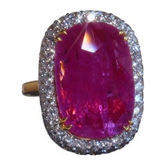 Anello con diamante rubino 18 carati Vintage non riscaldato certificato GIA VS Fine Enorme 13,68 carati!