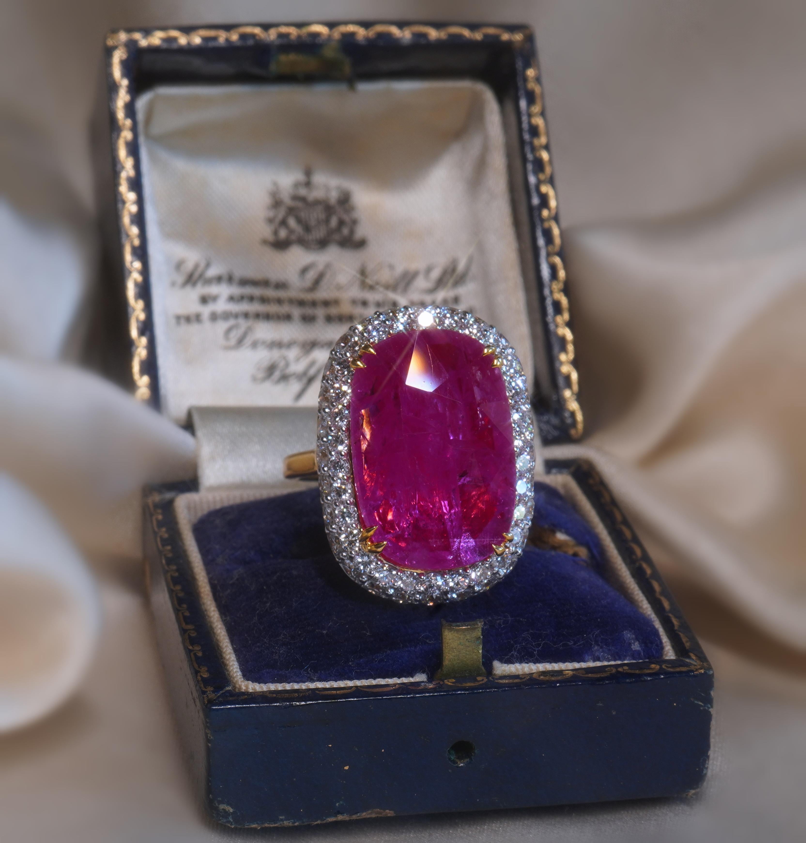 18K Ruby Diamond Ring Vintage Unheated GIA Certified VS Fine Huge 13.68 Carats!