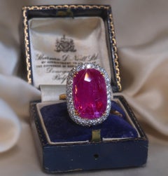 18K Ruby Diamond Ring Vintage Unheated GIA Certified VS Fine Huge 13.68 Carats!