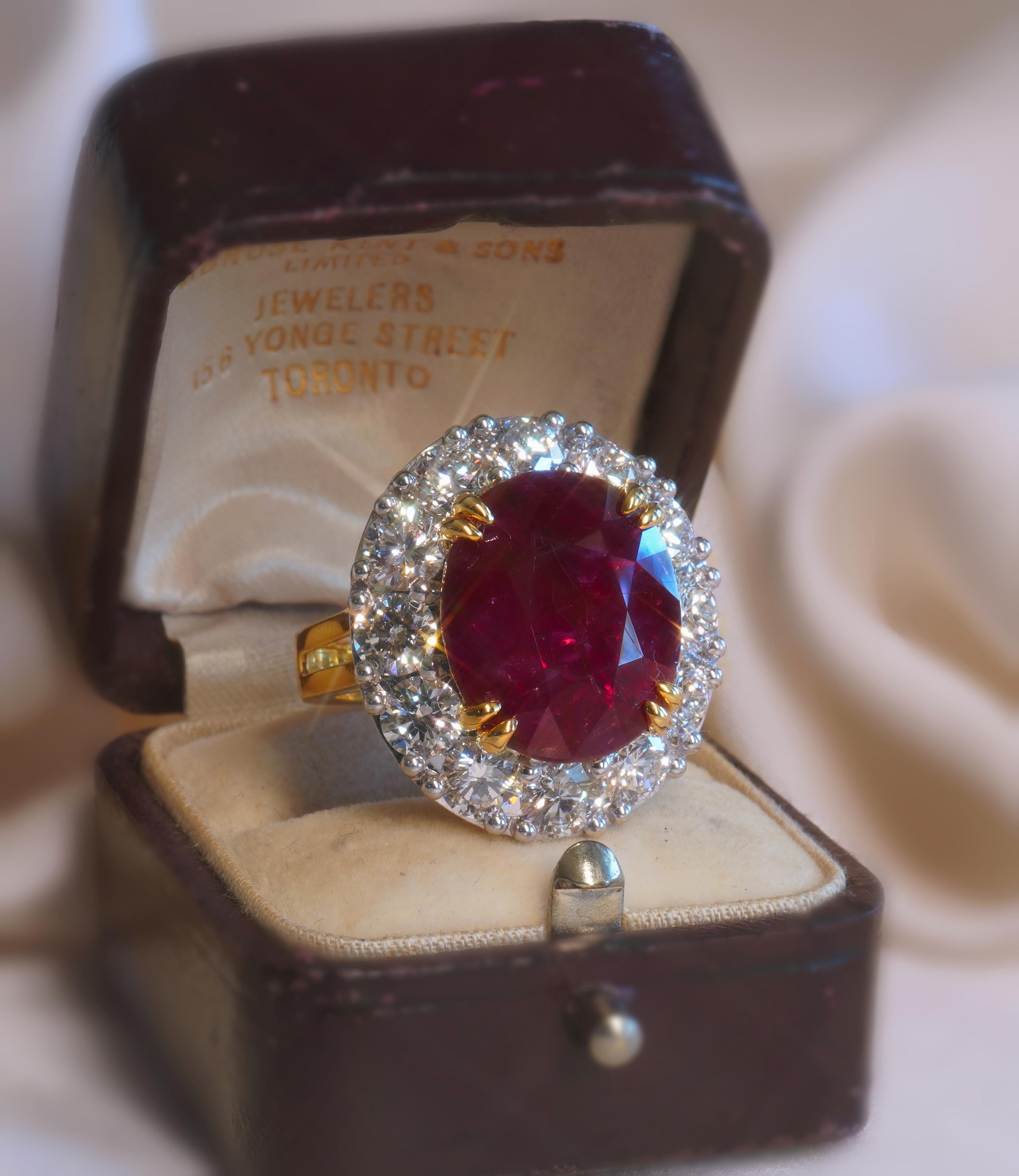 18K Ruby Diamond Ring Vintage Unheated GIA Certified VS Fine Riesige 15,53 Karat! im Zustand „Hervorragend“ im Angebot in Sylvania, GA