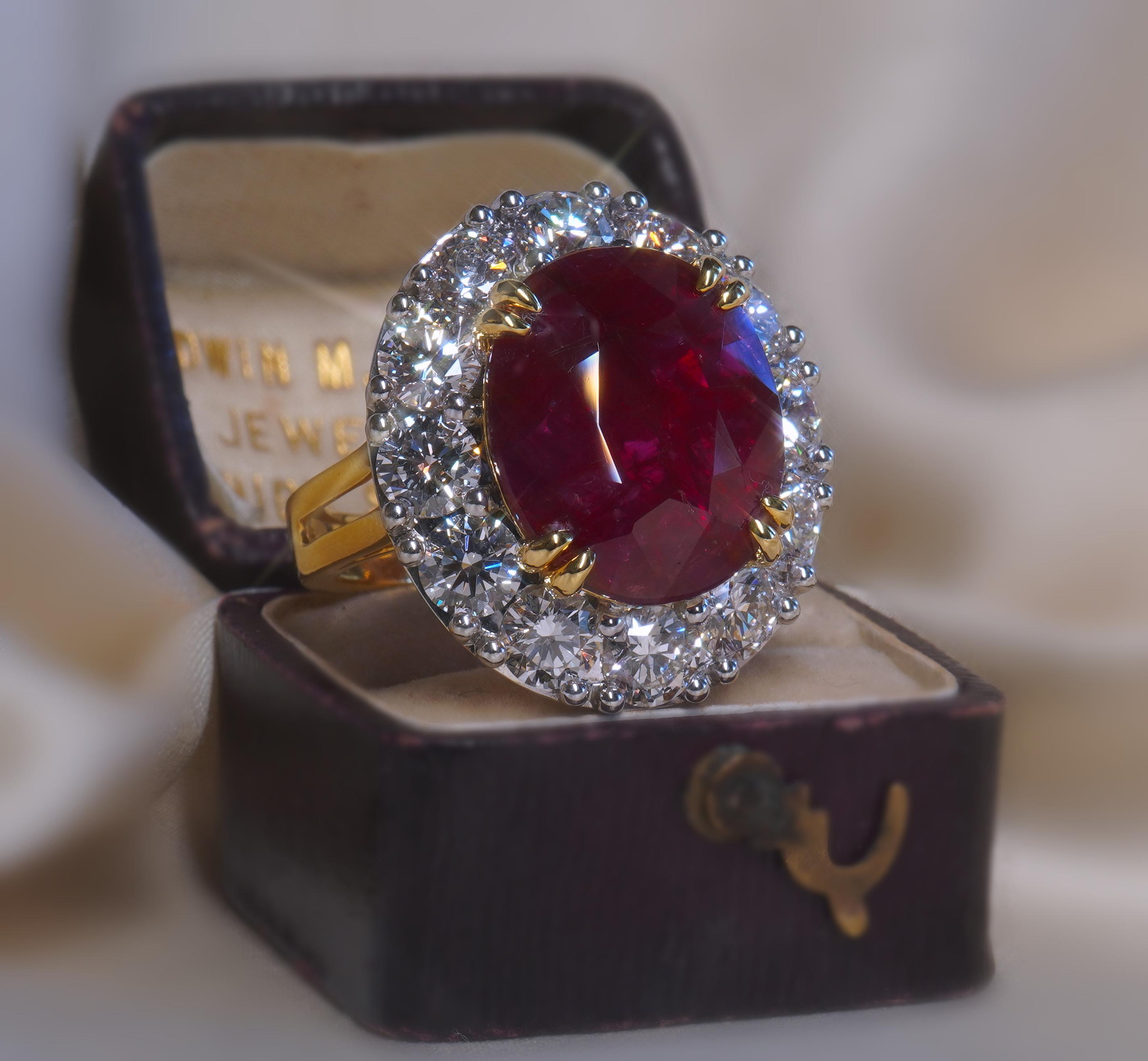 18K Ruby Diamond Ring Vintage Unheated GIA Certified VS Fine Riesige 15,53 Karat! im Angebot 2