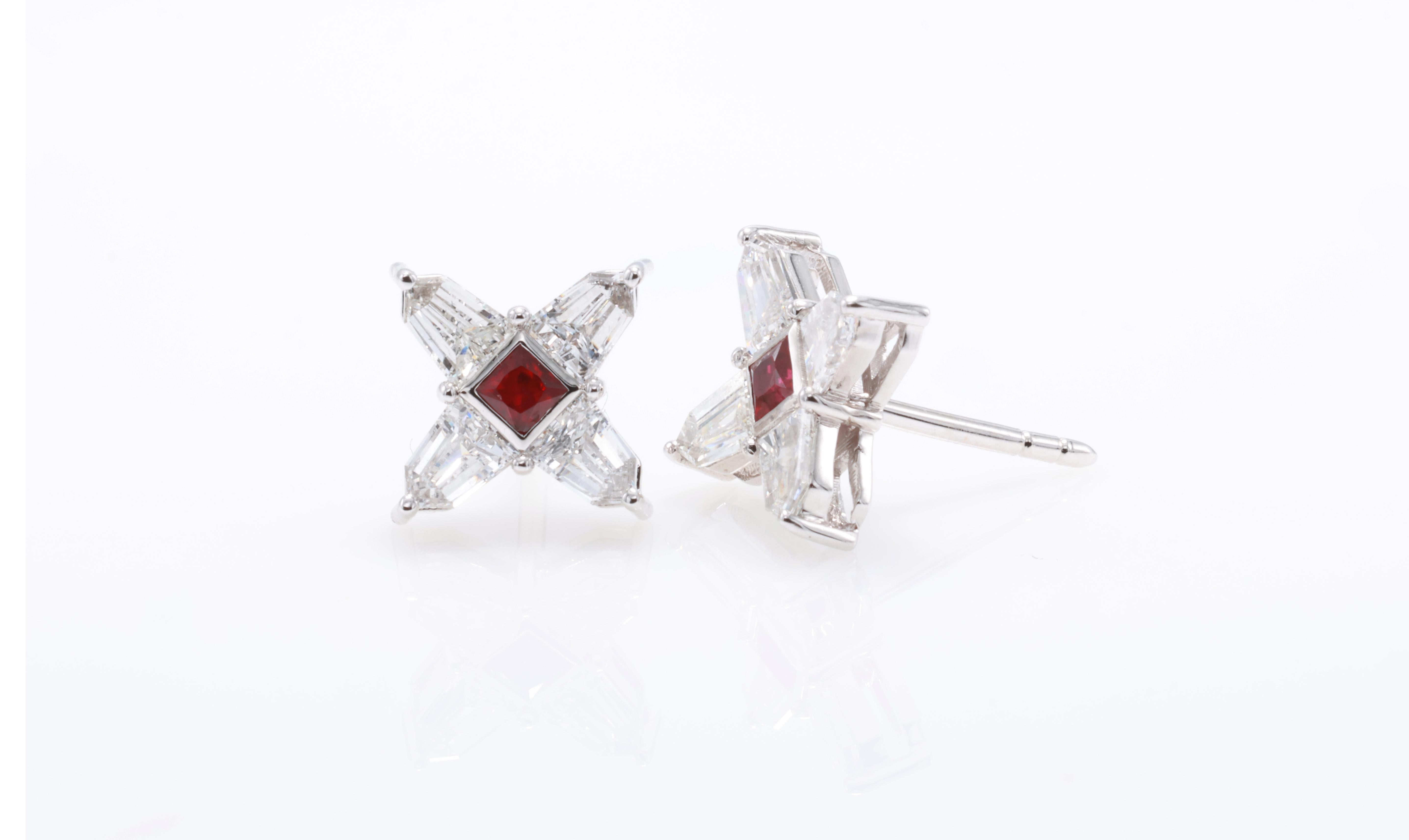 Women's or Men's 18K Ruby Earrings For Sale