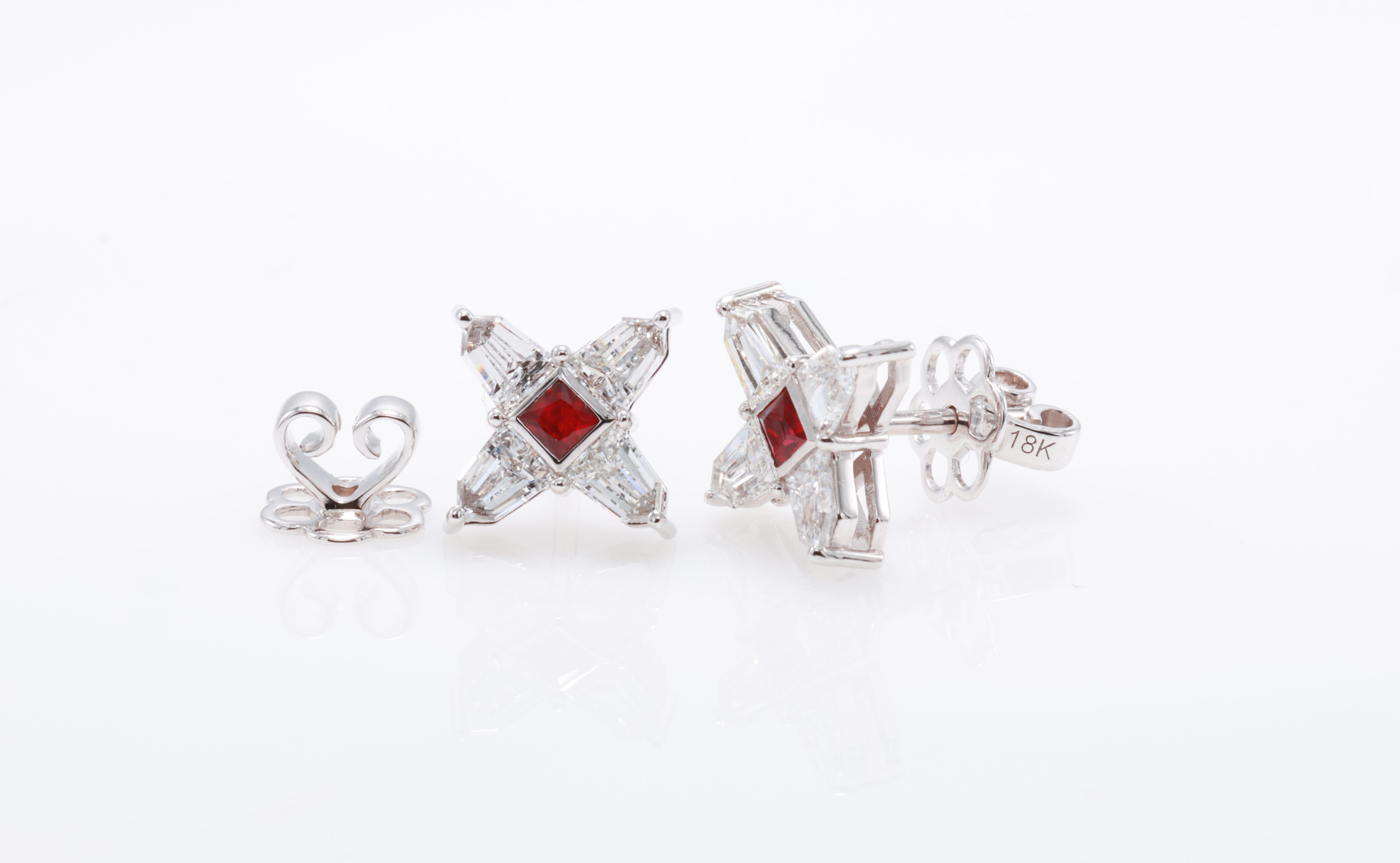 18K Ruby Earrings For Sale 1