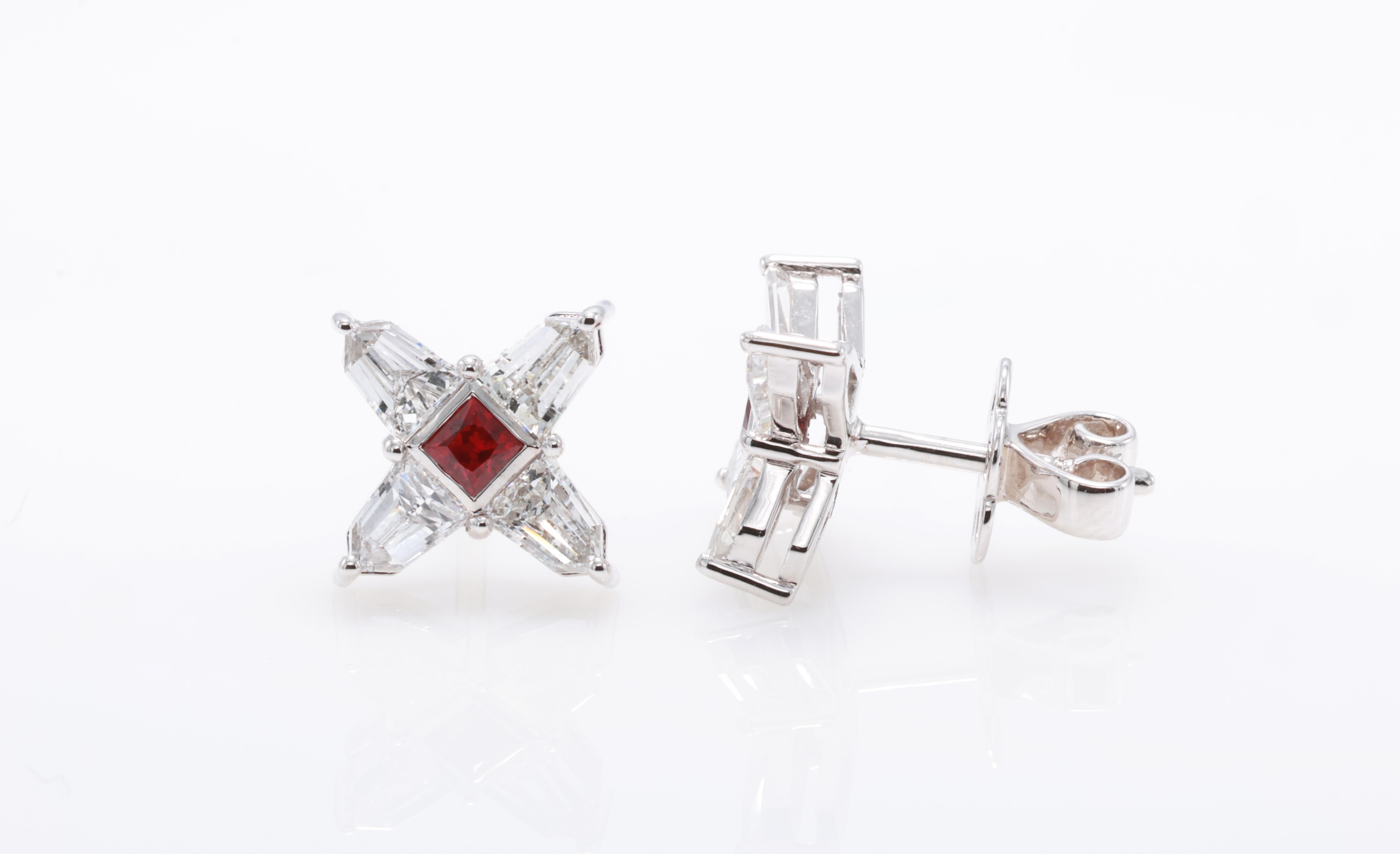18K Ruby Earrings For Sale 2