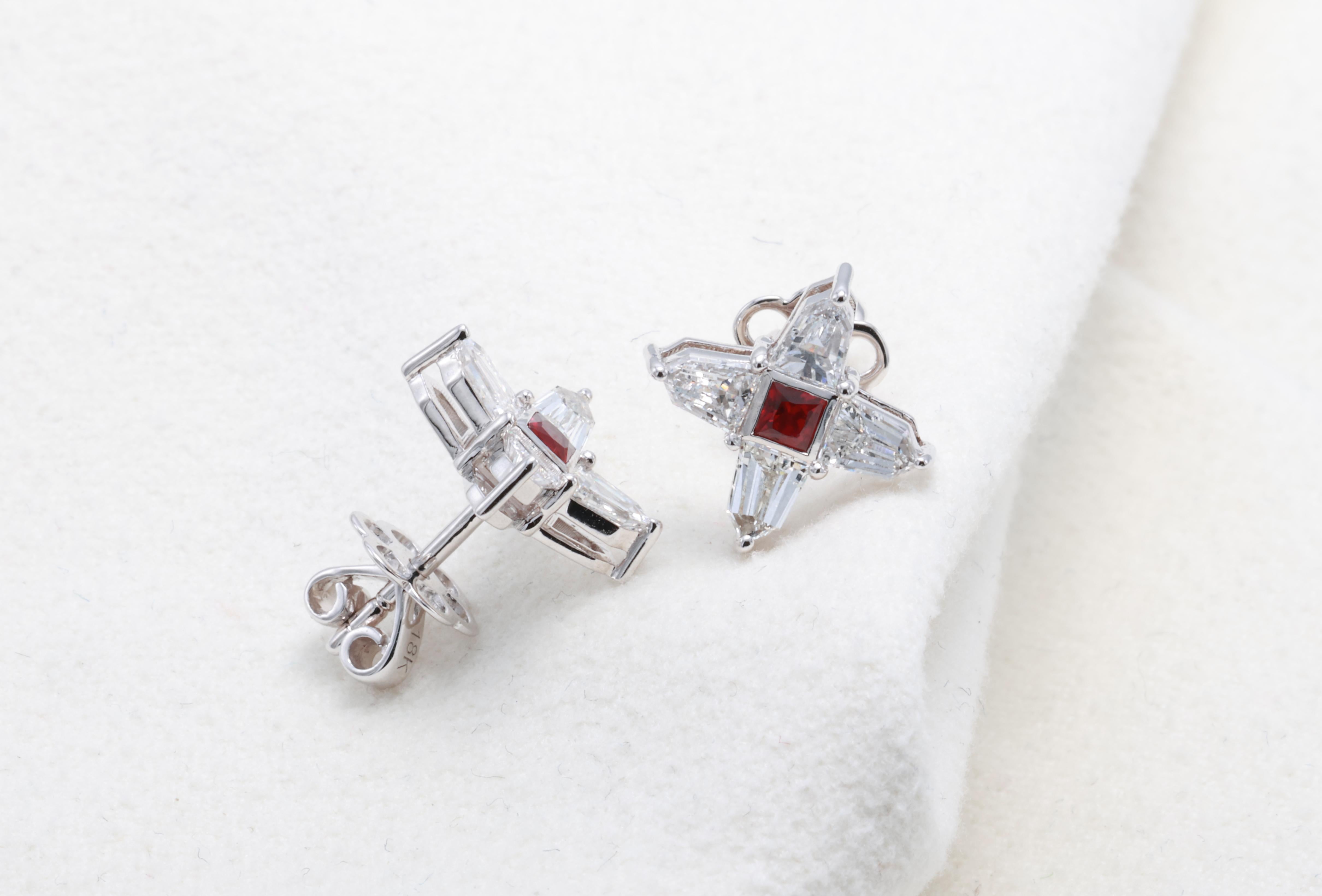 18K Ruby Earrings For Sale 4