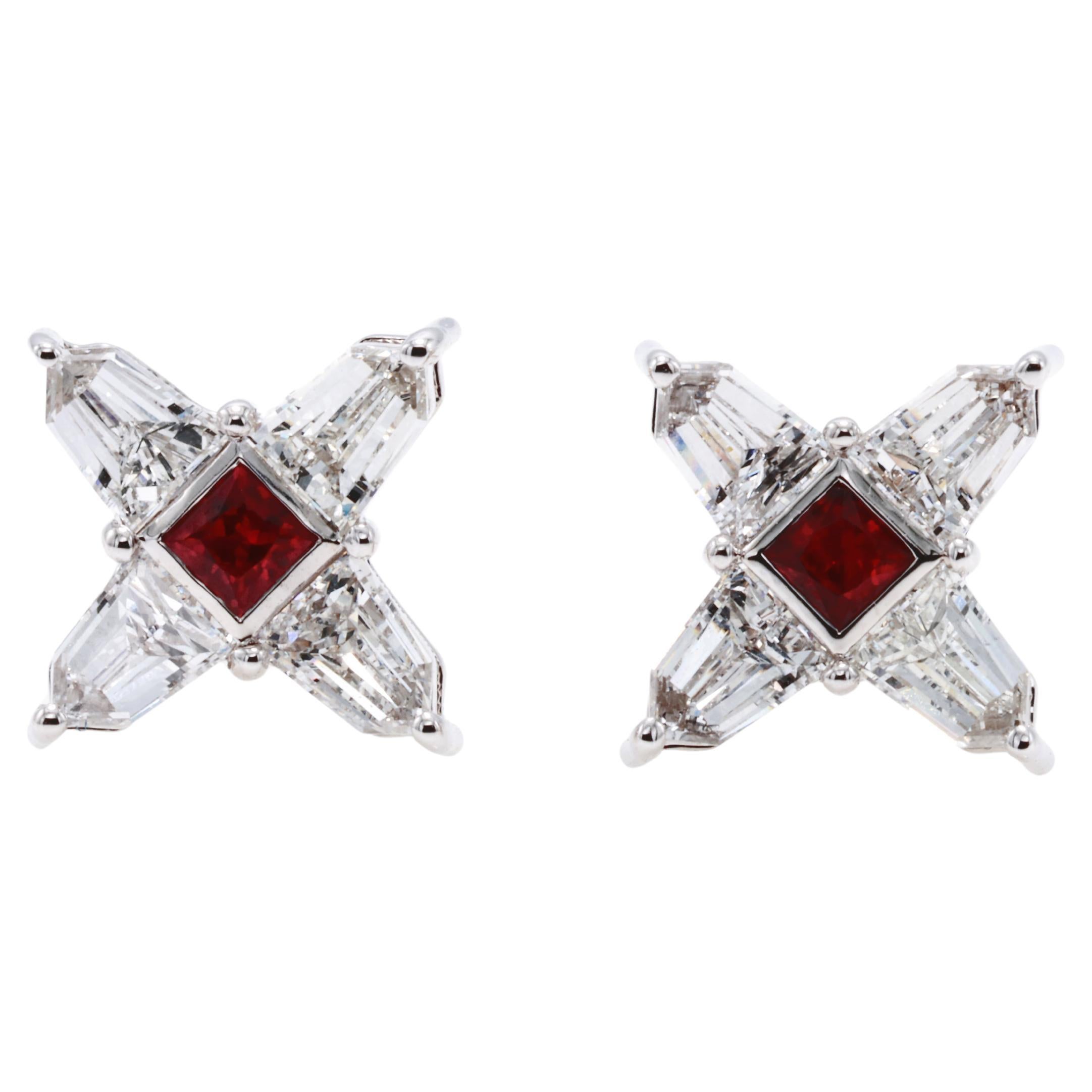 18K Ruby Earrings For Sale