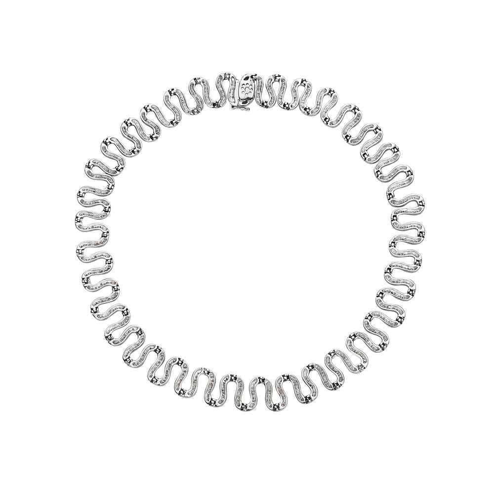 Modern 18 Karat S Swirl Diamond Necklace
