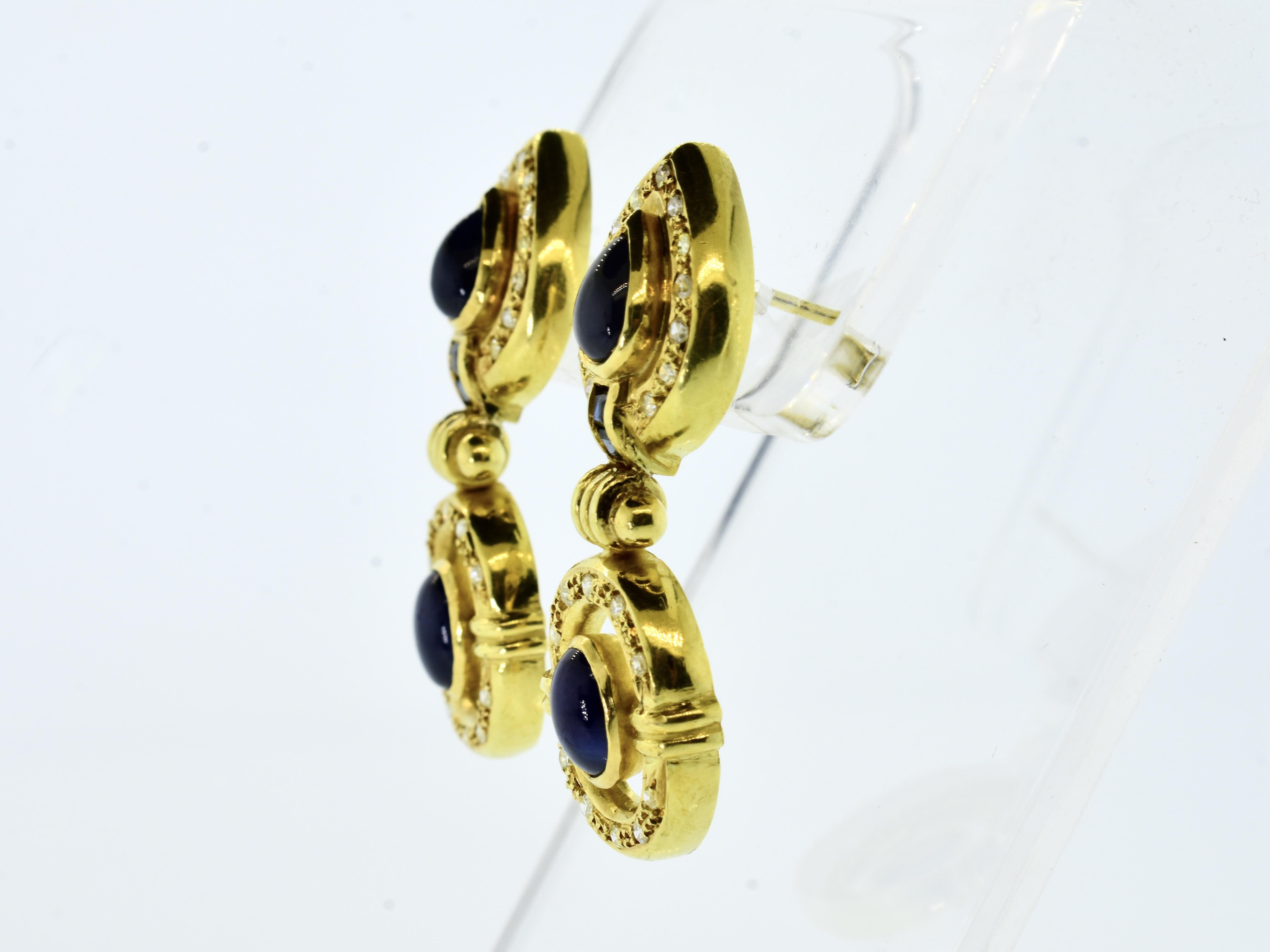 Klassische Ohrringe mit Saphiren und Diamanten, 18K, Contemporary 1