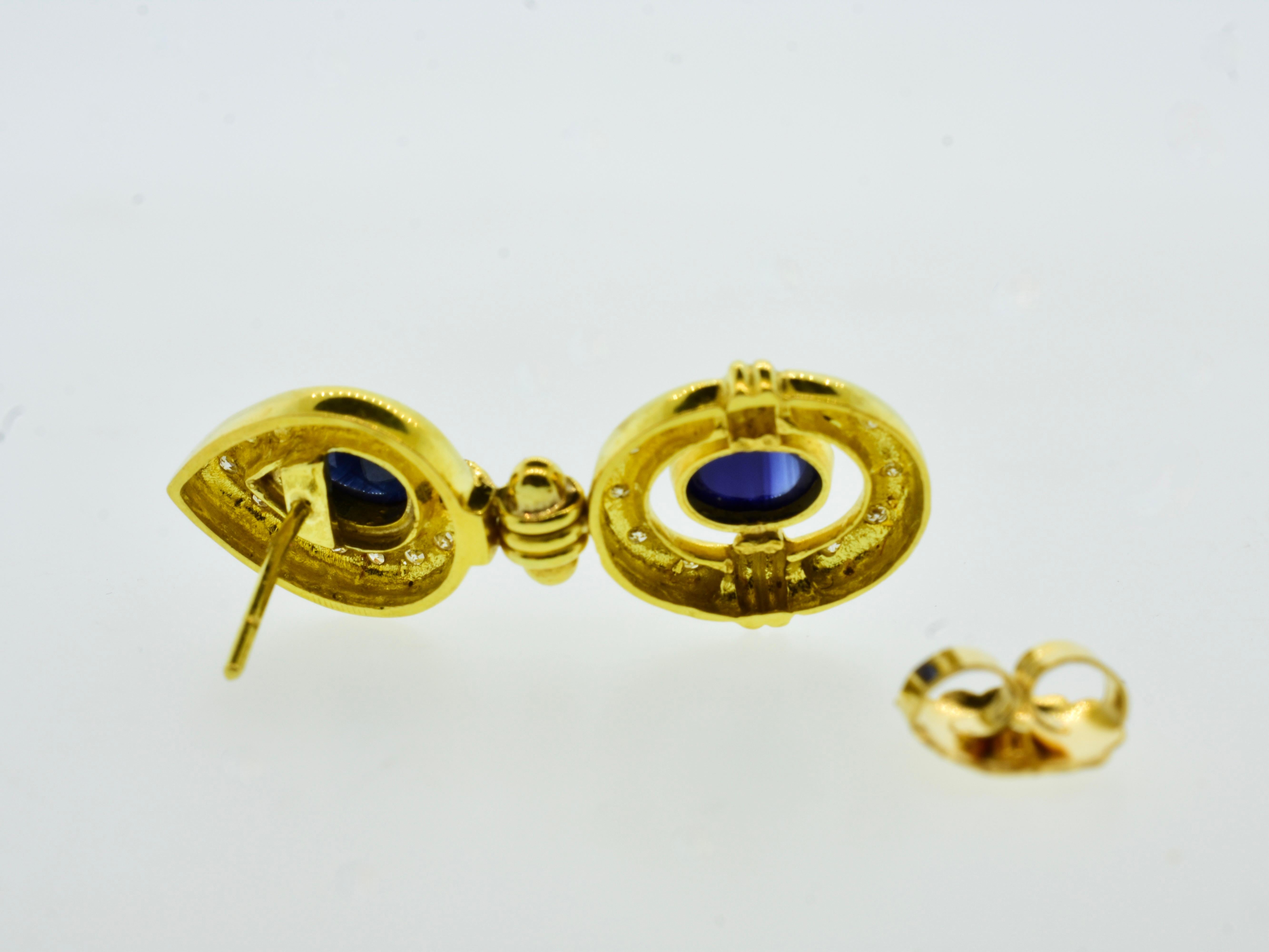 Klassische Ohrringe mit Saphiren und Diamanten, 18K, Contemporary 3
