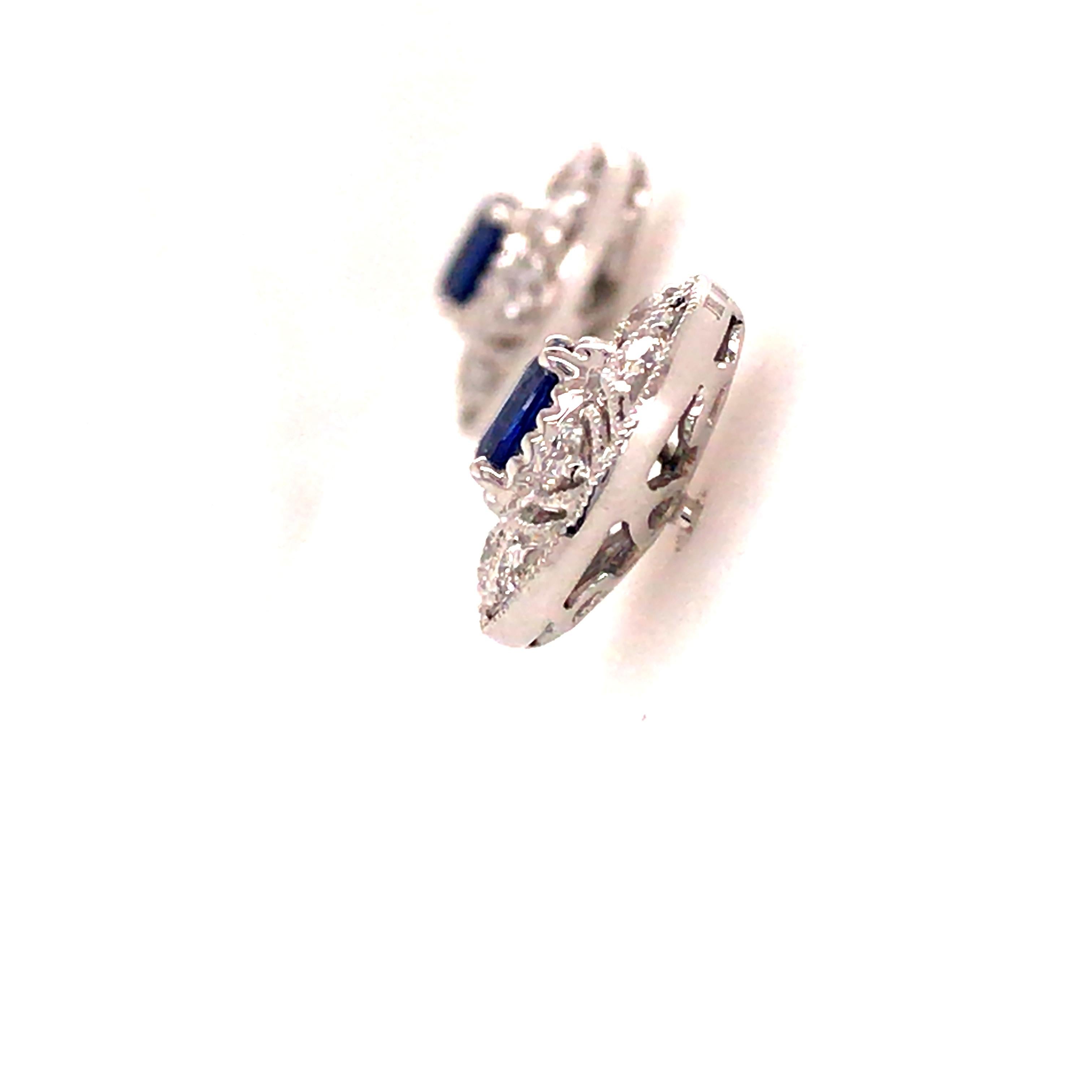 18 Karat Sapphire and Diamond Cluster Earrings White Gold 1