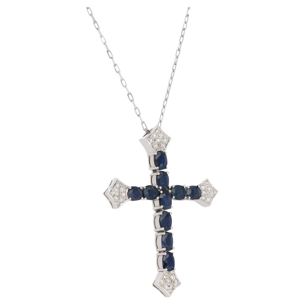 18k Natural Sapphire Cross