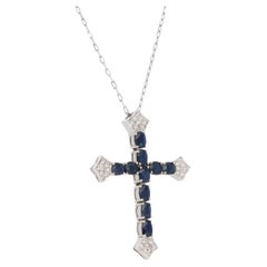 18k Natural Sapphire Cross