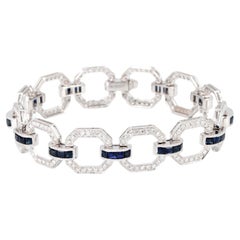 Bracelet 18k or blanc saphir diamant Womens Milgrain Art Deco