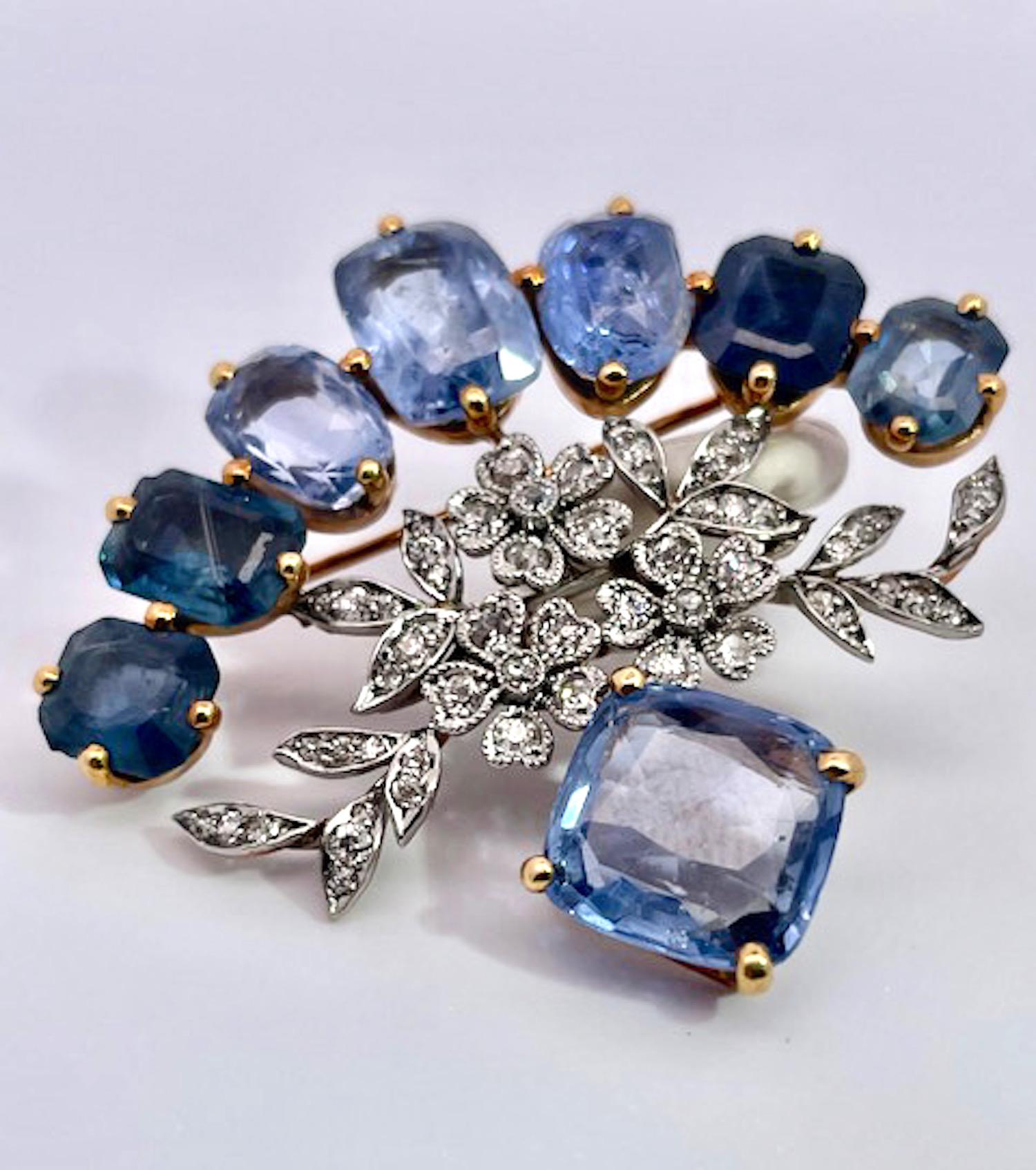 18K Sapphire Diamond Brooch 20 carats For Sale 4