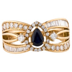 18K Sapphire 
Diamond Cocktail Ring Size 6.5 - Elegant, Statement Luxury Design