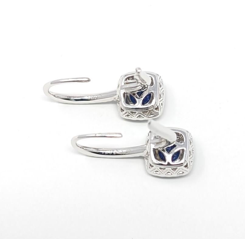 Donna Orecchini a lobo con zaffiro e diamante a goccia in oro bianco 750 Whiting 18k in vendita