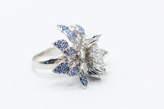 18 Karat Sapphire and Diamond Floral Mobile Ring/spinner Effy flower ring.