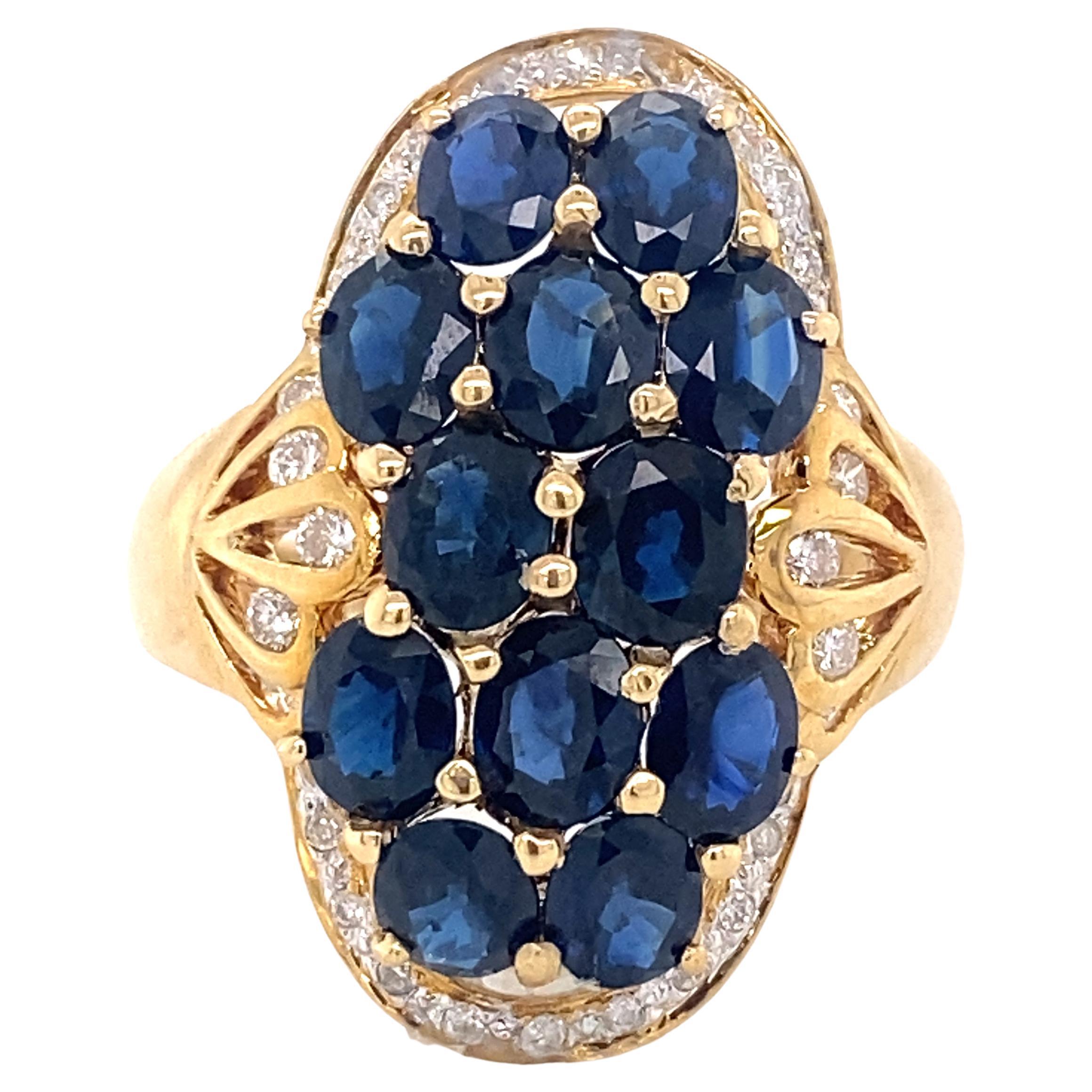 18k Sapphire Diamond Ring For Sale
